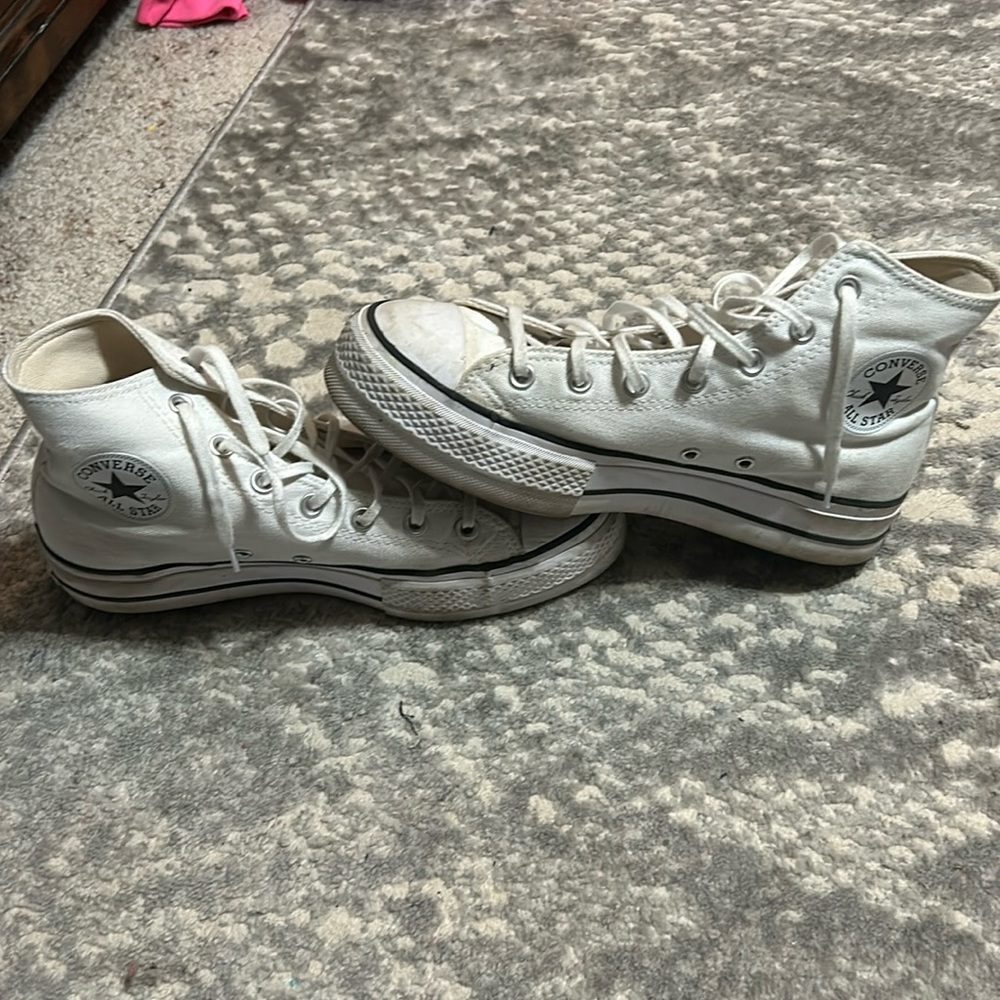 White Platform Converse High Top
